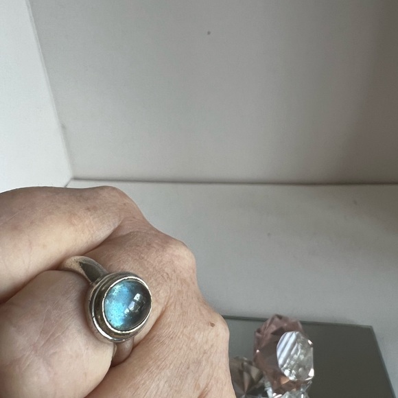 Lg sterling silver 925 raw call Raw Cabochon  aqua marine - Picture 2 of 14